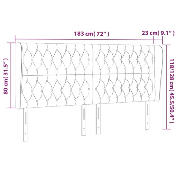 Cabeceira cama abas tecido 183x23x118/128 cm cinza-acastanhado - Image 8