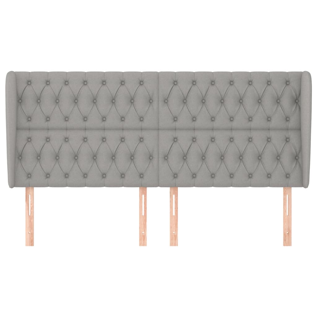 Cabeceira cama c/ abas tecido 203x23x118/128 cm cinzento-claro - Image 2