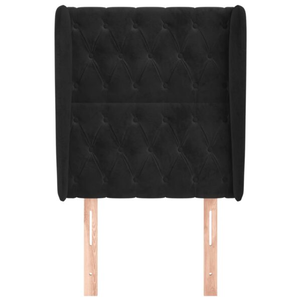 Cabeceira de cama c/ abas veludo 83x23x118/128 cm preto - Image 2
