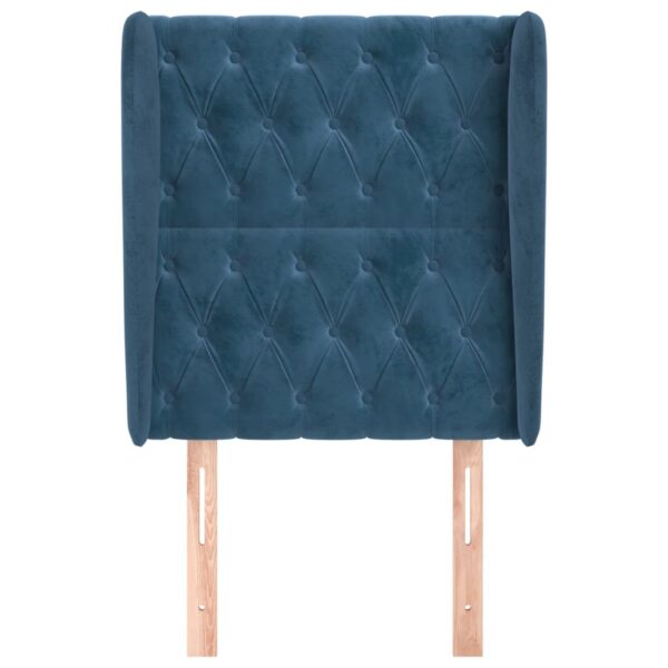 Cabeceira cama c/ abas veludo 83x23x118/128 cm azul-escuro - Image 2