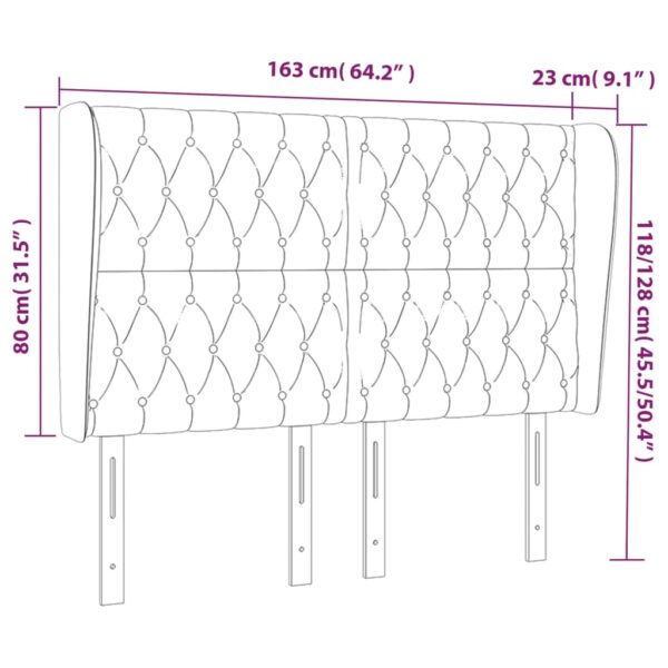 Cabeceira cama c/ abas veludo 163x23x118/128 cm cinzento-claro - Image 8