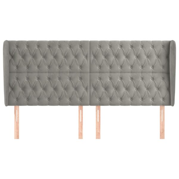 Cabeceira cama c/ abas veludo 203x23x118/128 cm cinzento-claro - Image 2