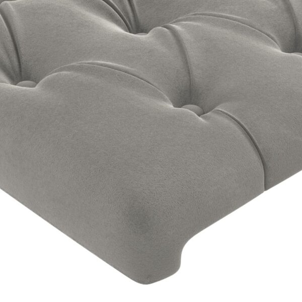 Cabeceira cama c/ abas veludo 203x23x118/128 cm cinzento-claro - Image 4
