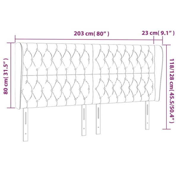 Cabeceira cama c/ abas veludo 203x23x118/128 cm cinzento-claro - Image 8