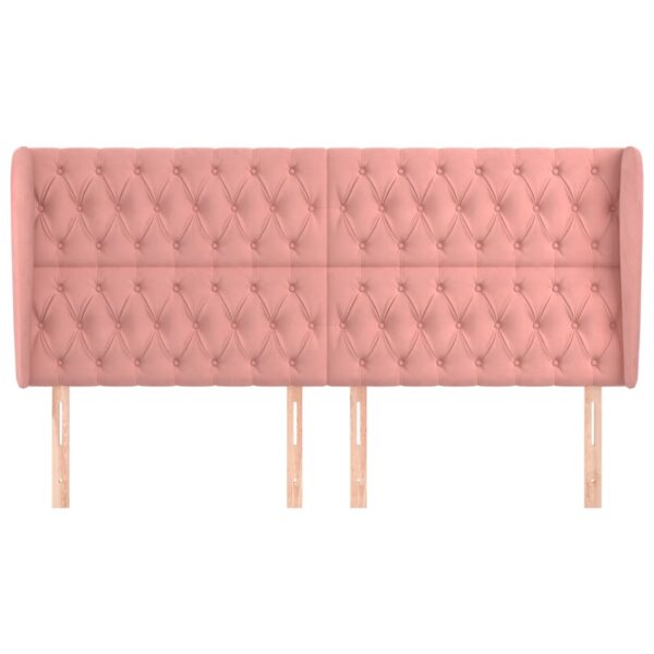 Cabeceira cama c/ abas veludo 203x23x118/128 cm rosa - Image 2