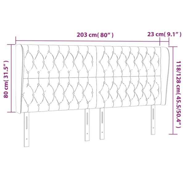 Cabeceira cama c/ abas veludo 203x23x118/128 cm rosa - Image 8