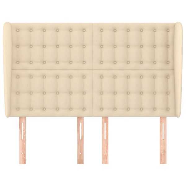 Cabeceira de cama c/ abas tecido 147x23x118/128 cm creme - Image 2