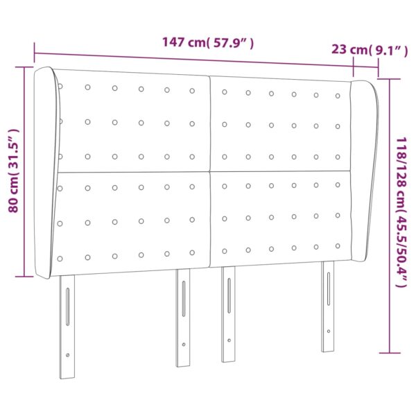 Cabeceira de cama c/ abas tecido 147x23x118/128 cm creme - Image 8