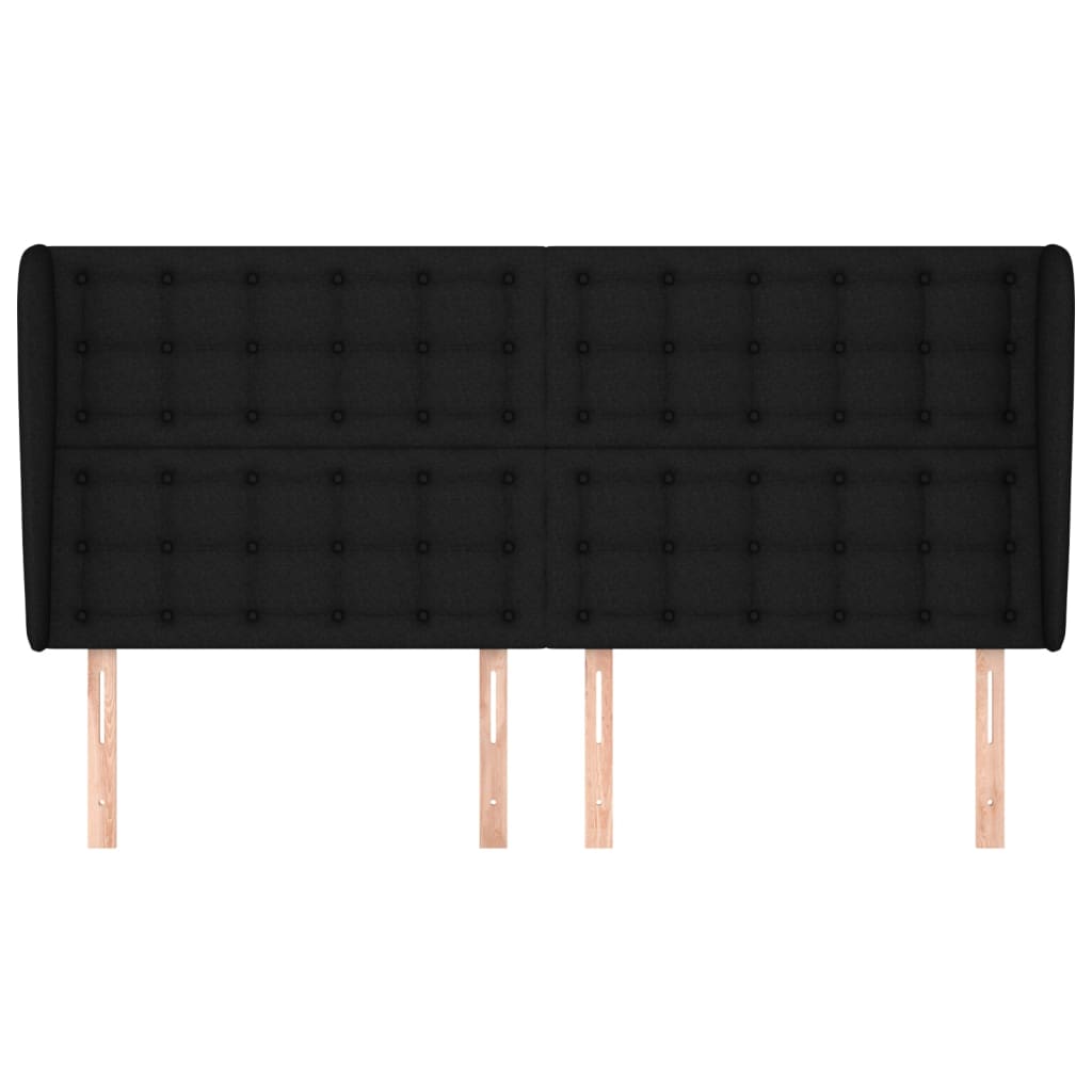 Cabeceira de cama c/ abas tecido 203x23x118/128 cm preto - Image 2