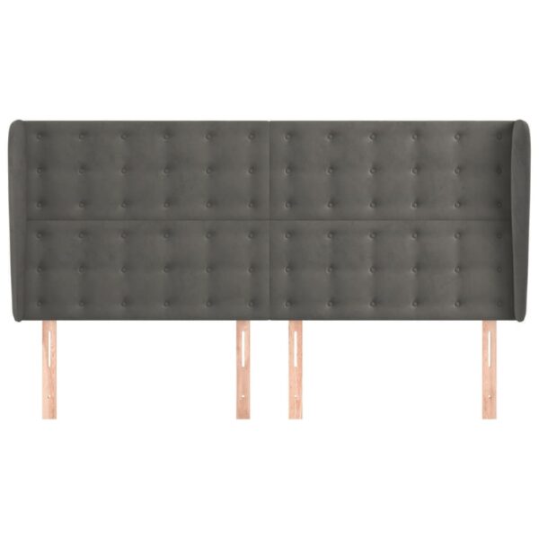Cabeceira cama c/ abas veludo 203x23x118/128 cm cinzento-escuro - Image 2