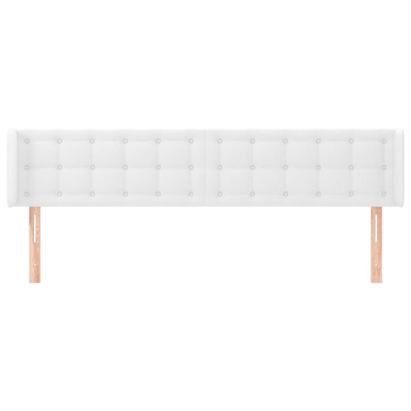 Cabeceira cama c/ abas couro artificial 203x16x78/88 cm branco - Image 2