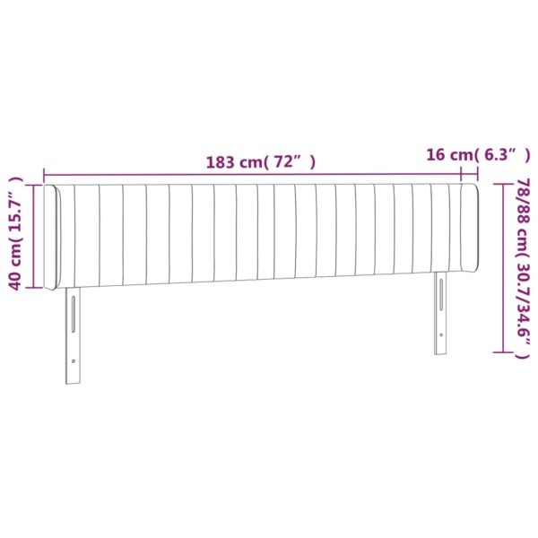 Cabeceira de cama c/ abas veludo 183x16x78/88cm cinzento-escuro - Image 8