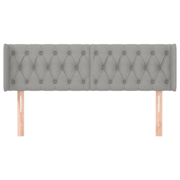 Cabeceira de cama c/ abas tecido 147x16x78/88 cm cinzento-claro - Image 2