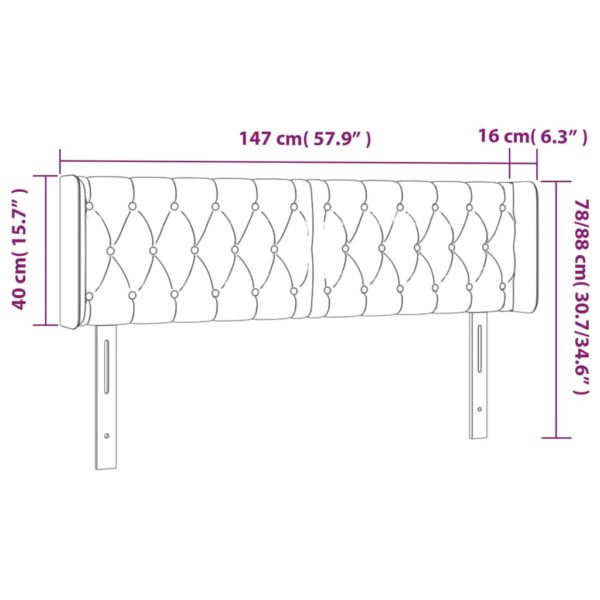 Cabeceira de cama c/ abas tecido 147x16x78/88 cm cinzento-claro - Image 8