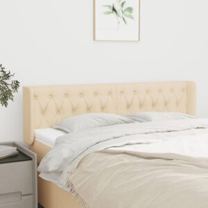 Cabeceira de cama c/ abas tecido 147x16x78/88 cm creme