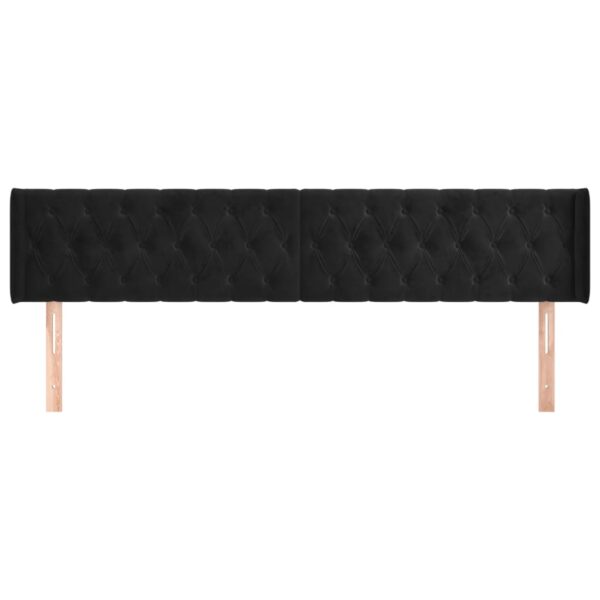 Cabeceira de cama c/ abas veludo 203x16x78/88 cm preto - Image 2