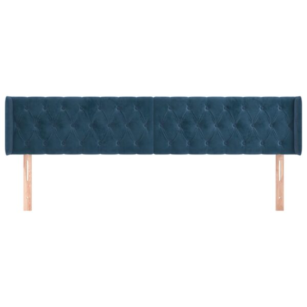 Cabeceira de cama c/ abas veludo 203x16x78/88cm azul-escuro - Image 2