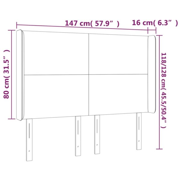 Cabeceira cama c/ abas tecido 147x16x118/128 cm cinzento-escuro - Image 8