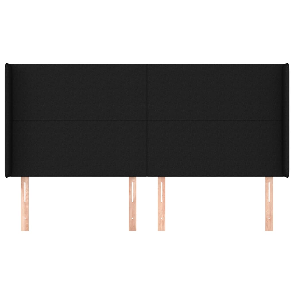 Cabeceira de cama c/ abas tecido 203x16x118/128 cm preto - Image 2