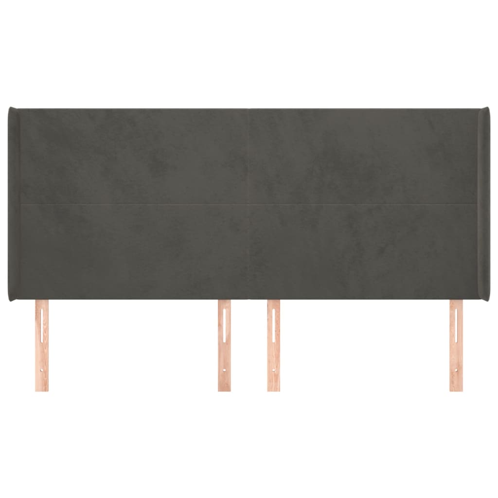 Cabeceira cama c/ abas veludo 203x16x118/128 cm cinzento-escuro - Image 2