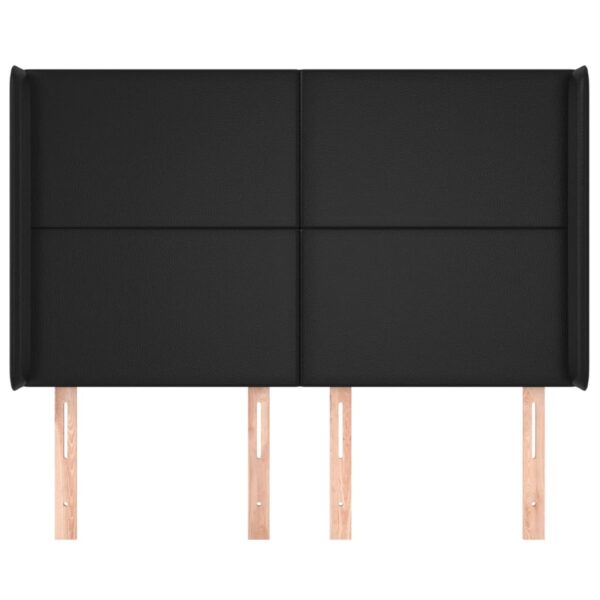 Cabeceira de cama c/ abas couro artif. 147x16x118/128 cm preto - Image 2