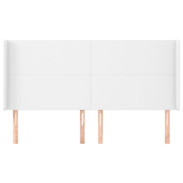 Cabeceira cama c/ abas couro artificial 163x16x118/128cm branco - Image 2
