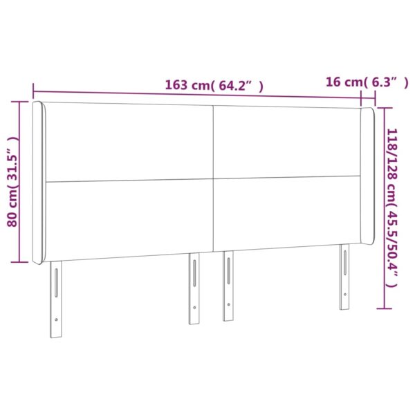 Cabeceira cama c/ abas couro artificial 163x16x118/128cm branco - Image 8
