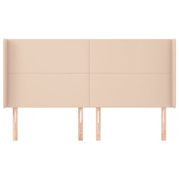 Cabeceira cama c/ abas couro artif. 163x16x118/128cm cappuccino - Image 2