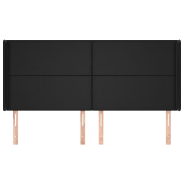 Cabeceira de cama c/ abas couro artif. 183x16x118/128 cm preto - Image 2