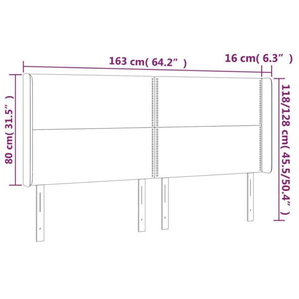 Cabeceira cama c/ abas tecido 163x16x118/128 cm cinzento-claro - Image 8