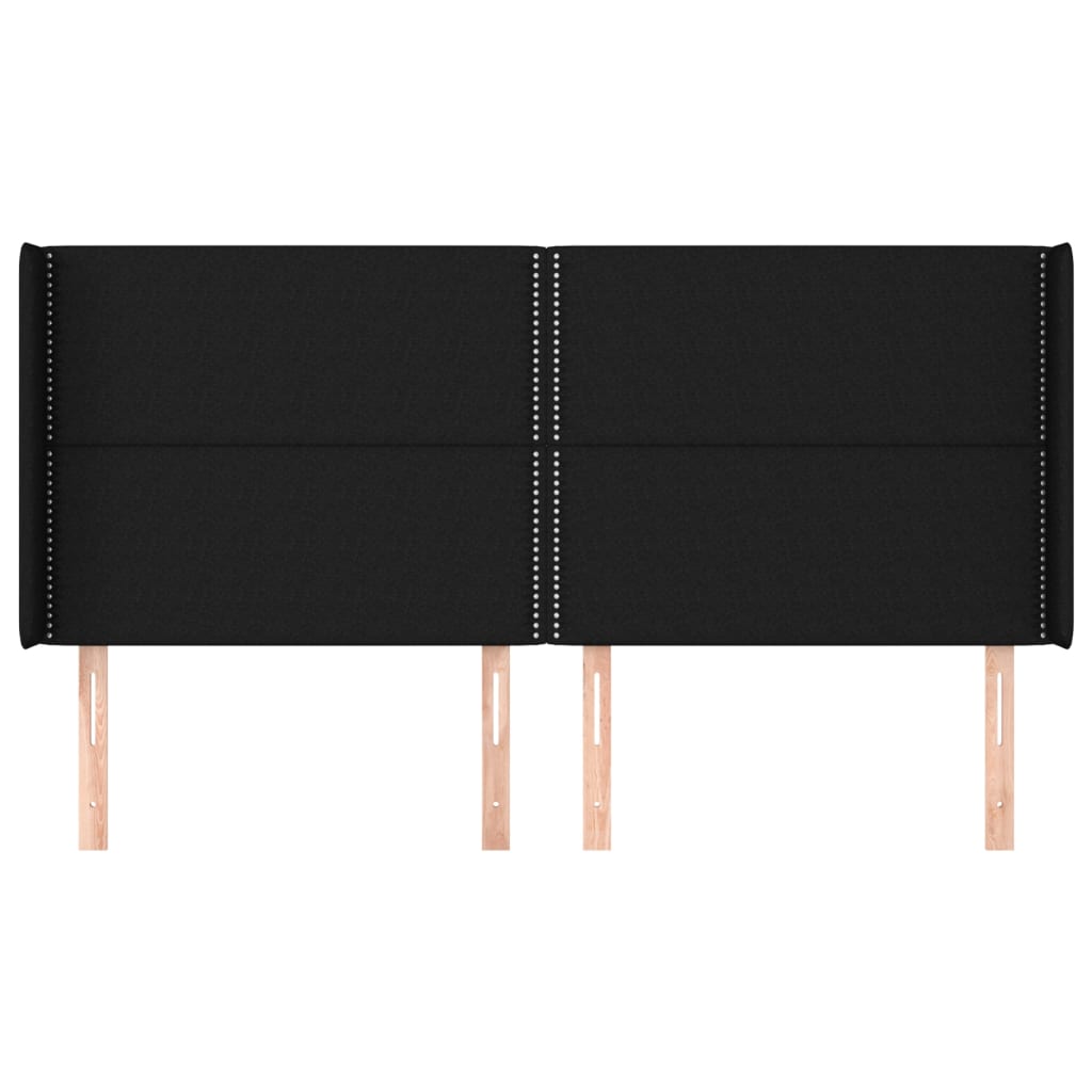 Cabeceira de cama c/ abas tecido 163x16x118/128 cm preto - Image 2