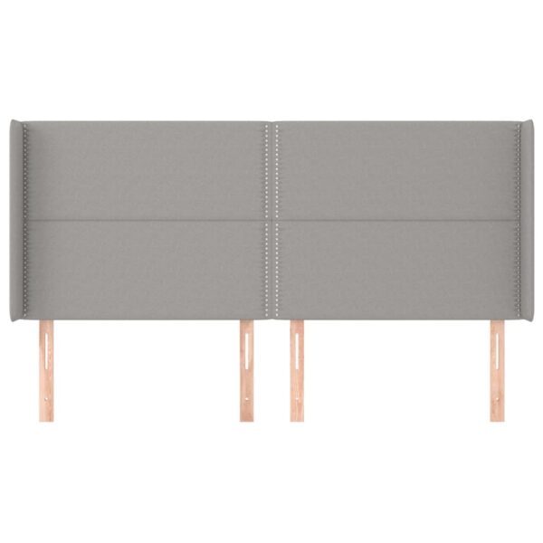 Cabeceira cama c/ abas tecido 203x16x118/128 cm cinzento-claro - Image 2