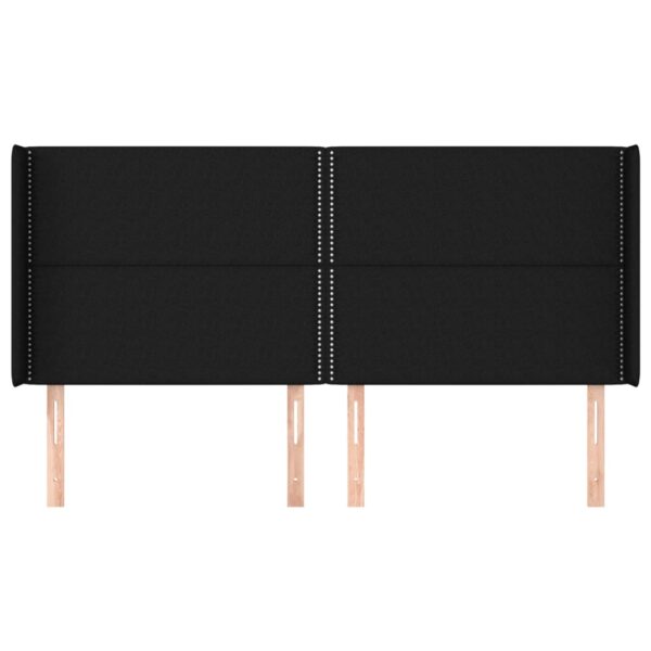 Cabeceira de cama c/ abas tecido 203x16x118/128 cm preto - Image 2