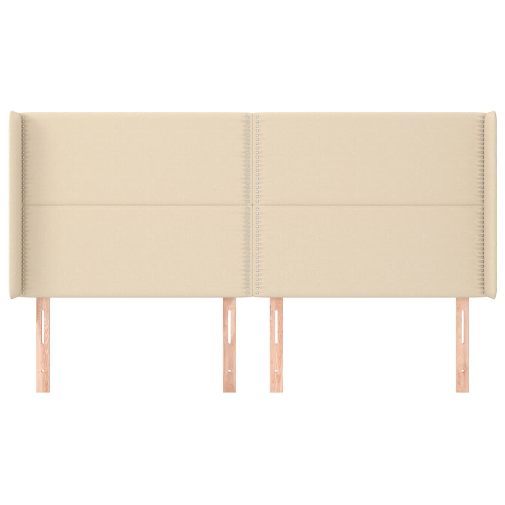 Cabeceira de cama c/ abas tecido 203x16x118/128 cm creme - Image 2