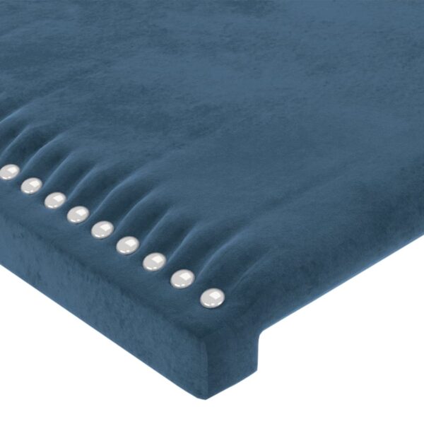 Cabeceira cama c/ abas veludo 147x16x118/128 cm azul-escuro - Image 4