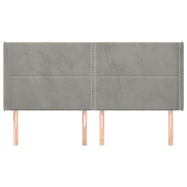 Cabeceira cama c/ abas veludo 163x16x118/128 cm cinzento-claro - Image 2