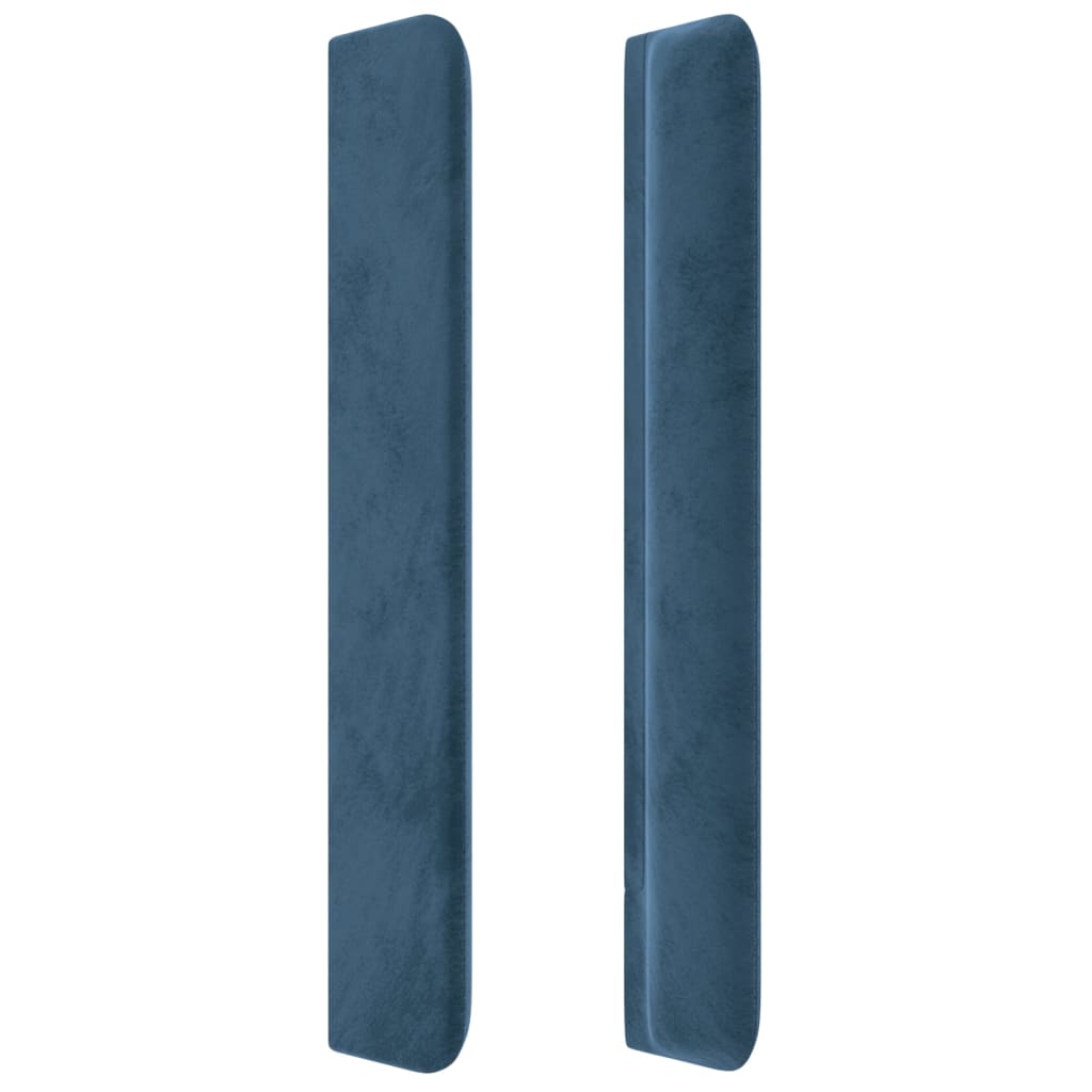 Cabeceira cama c/ abas veludo 163x16x118/128 cm azul-escuro - Image 3
