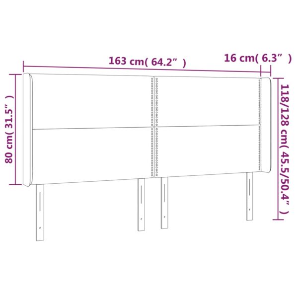Cabeceira cama c/ abas veludo 163x16x118/128 cm rosa - Image 8