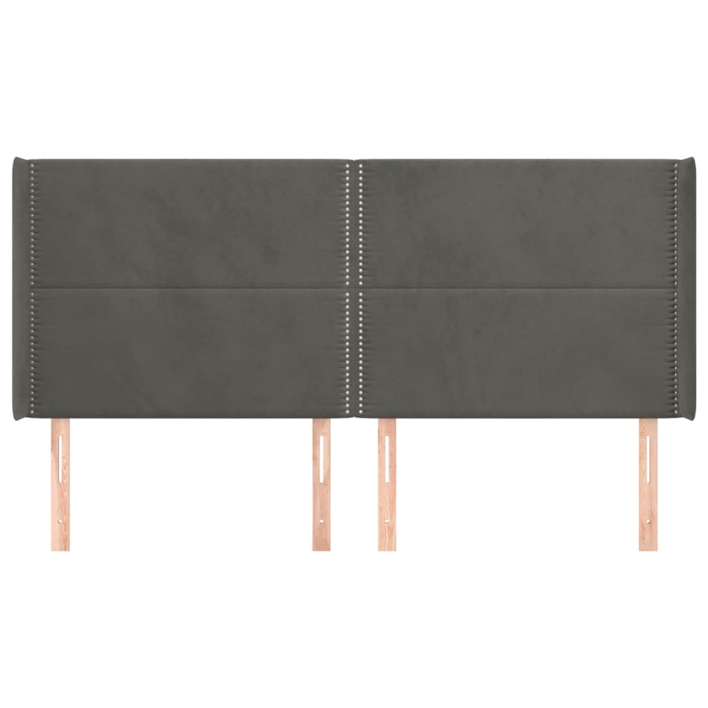 Cabeceira cama c/ abas veludo 183x16x118/128 cm cinzento-escuro - Image 2