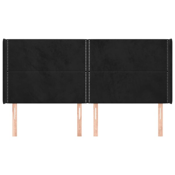 Cabeceira de cama c/ abas veludo 183x16x118/128 cm preto - Image 2