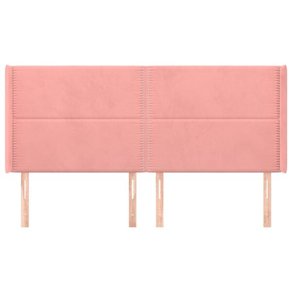 Cabeceira cama c/ abas veludo 183x16x118/128 cm rosa - Image 2