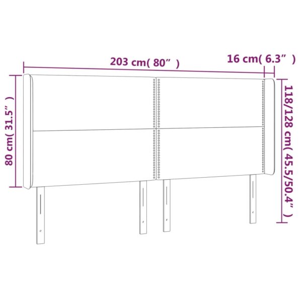Cabeceira cama c/ abas veludo 203x16x118/128 cm cinzento-claro - Image 8