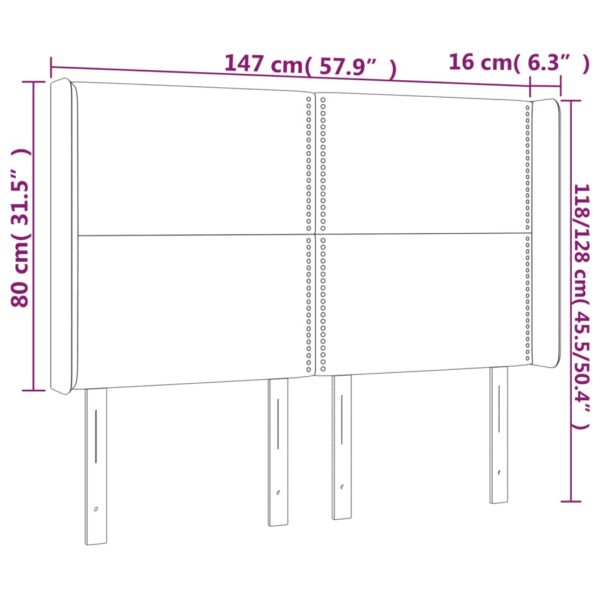 Cabeceira cama c/ abas couro artificial 147x16x118/128cm branco - Image 8