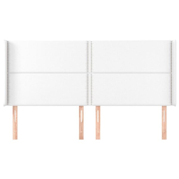Cabeceira cama c/ abas couro artificial 163x16x118/128cm branco - Image 2