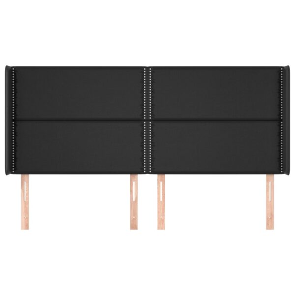 Cabeceira de cama c/ abas couro artif. 183x16x118/128 cm preto - Image 2