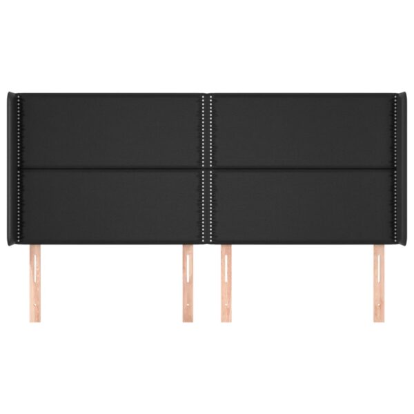 Cabeceira de cama c/ abas couro artif. 203x16x118/128 cm preto - Image 2