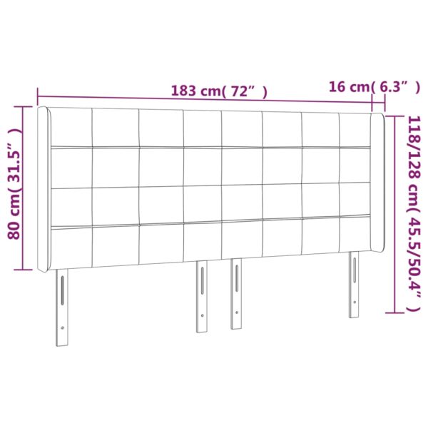 Cabeceira cama c/ abas tecido 183x16x118/128 cm cinzento-escuro - Image 8