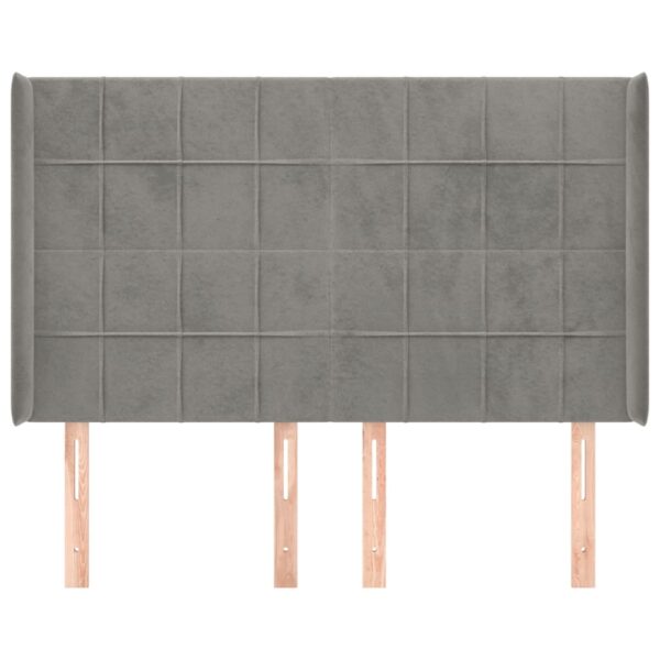 Cabeceira cama c/ abas veludo 147x16x118/128 cm cinzento-claro - Image 2