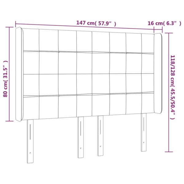 Cabeceira cama c/ abas veludo 147x16x118/128 cm cinzento-claro - Image 8