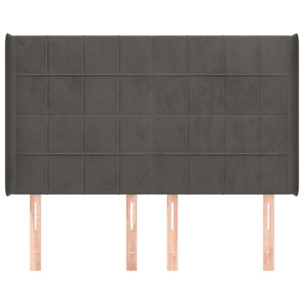 Cabeceira cama c/ abas veludo 147x16x118/128 cm cinzento-escuro - Image 2